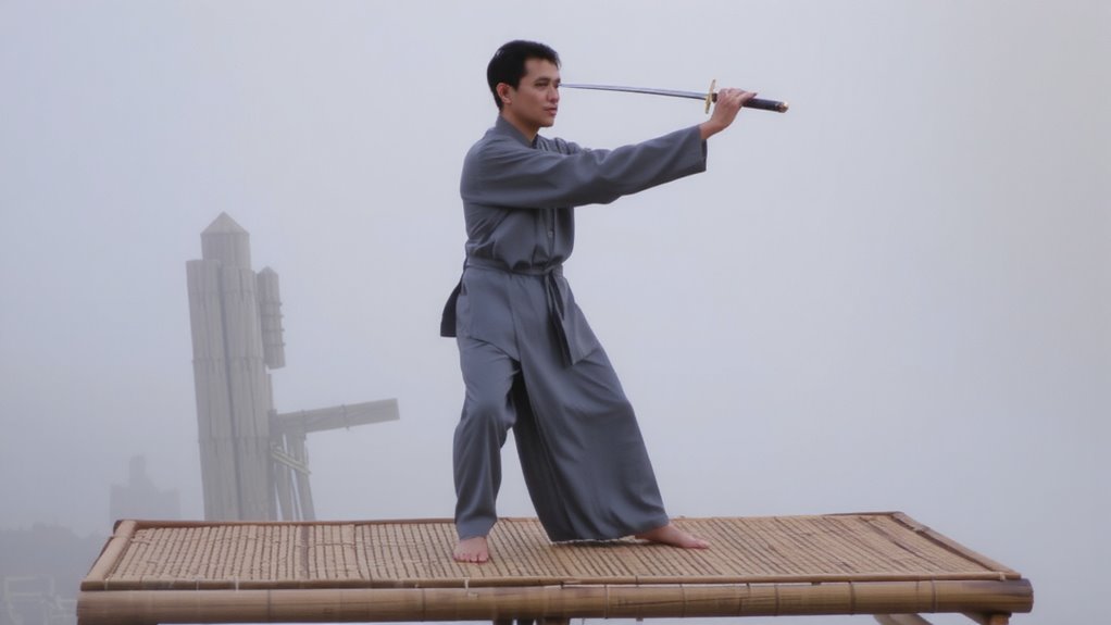 flowing sword movements strengthen core