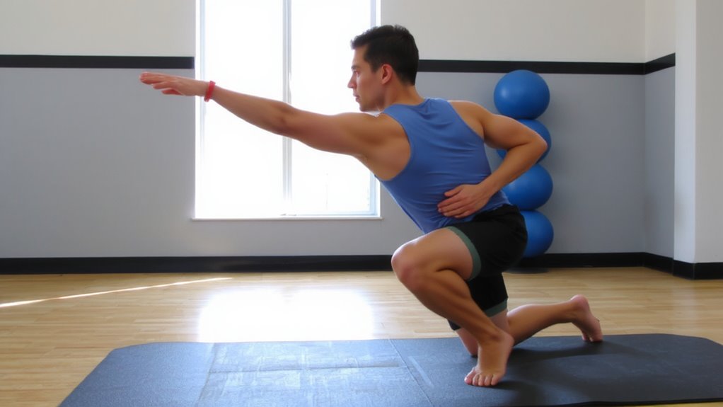 half kneeling stability with core engagement