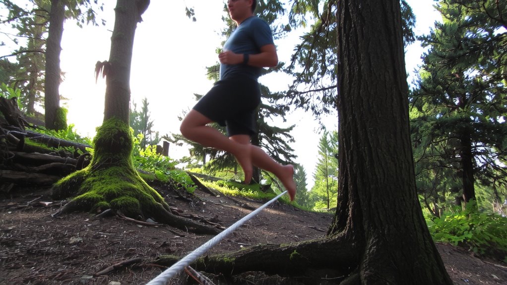 low slackline balance training