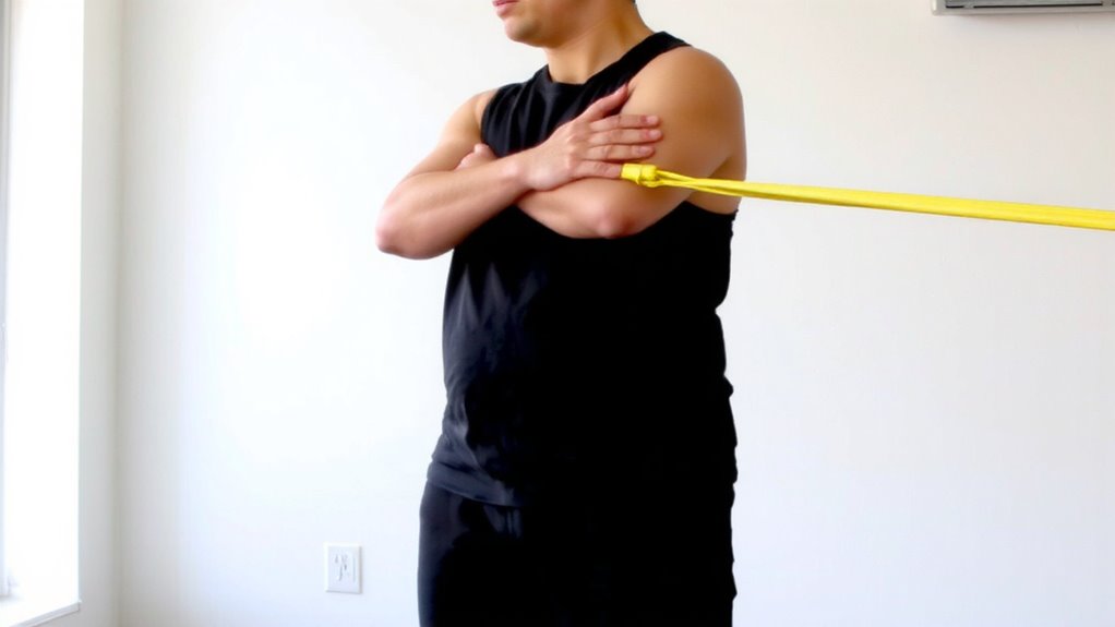 resistance band shoulder stretch