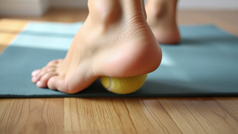 roll tennis ball under foot