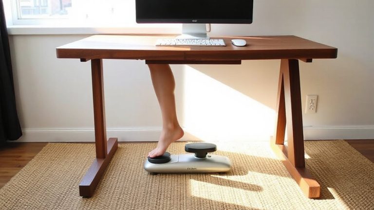 standing desk with pedaler
