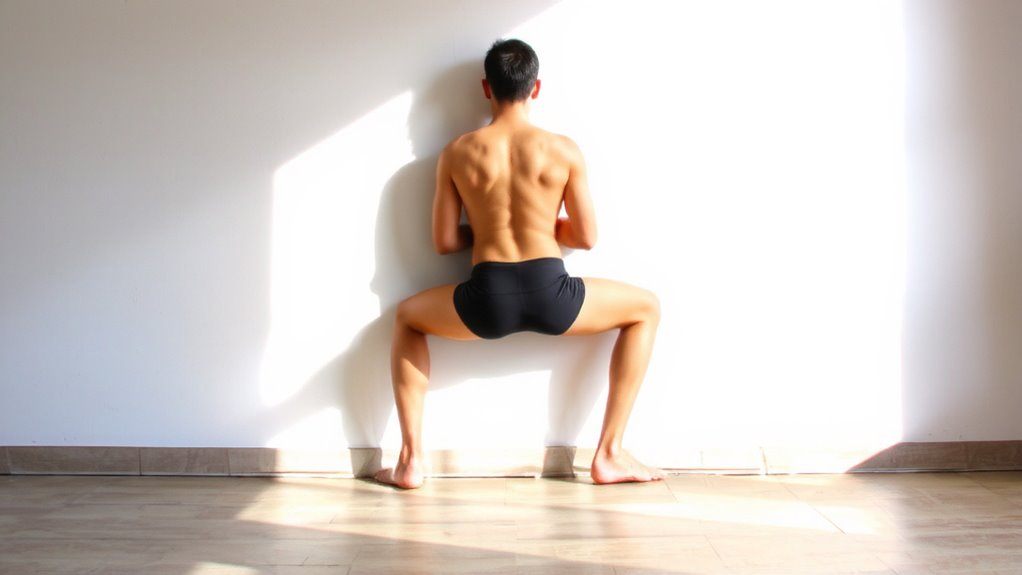 wall sit with core bracing